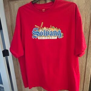 Red 3XL Solvang California T-Shirt unisex Danish capital of US windmill